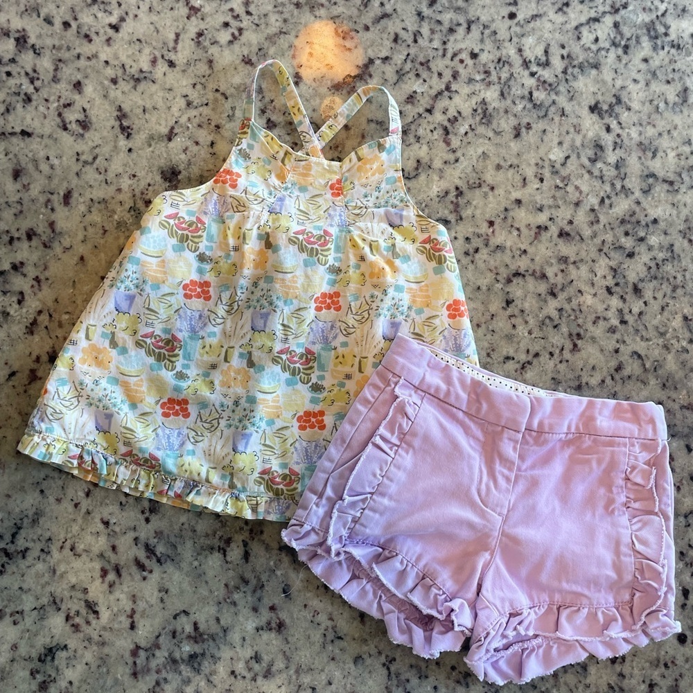 Crewcuts girls Lavender shorts and babydoll tank size 2T